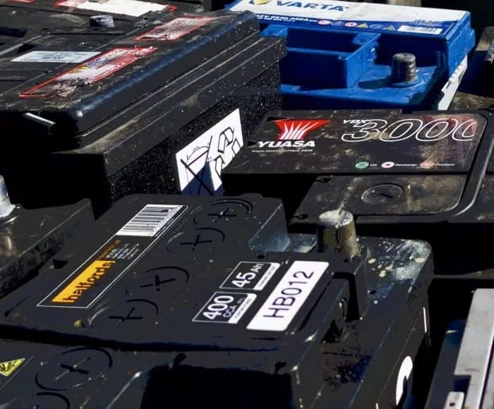 Used vehicle batteries collected for recycling