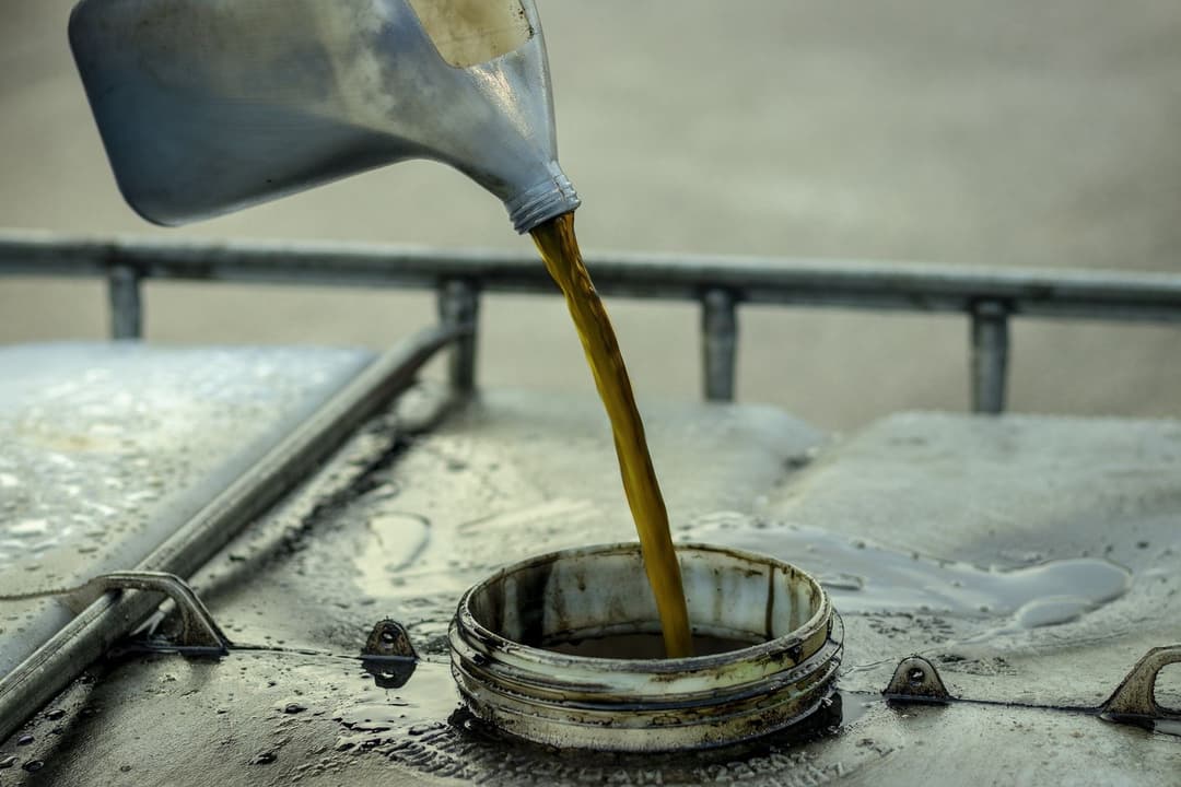 Waste brake fluid container collected from a workshop