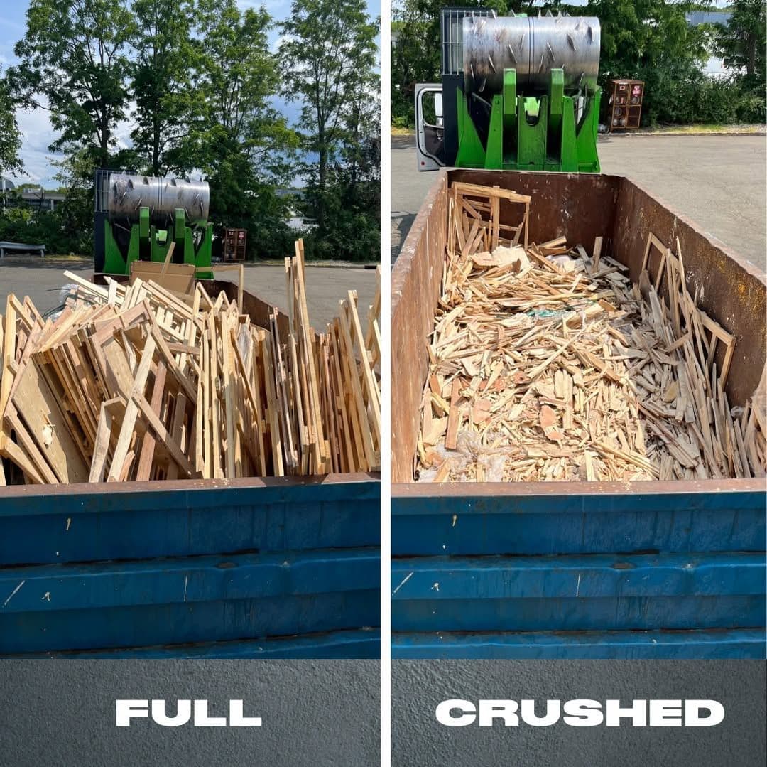 Waste compacted on site by a MacWaste mobile roll packer