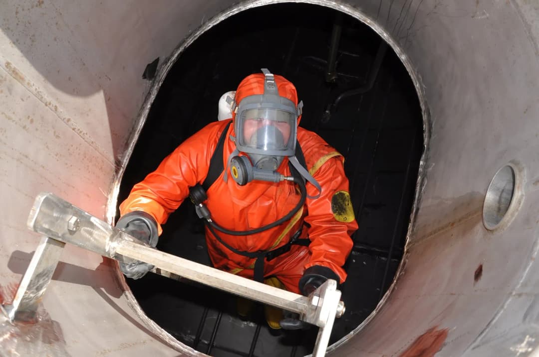 MacWaste operative undertaking certified confined space entry work