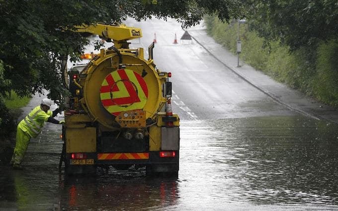 MacWaste vacuum tanker responding to a flood water removal call-out