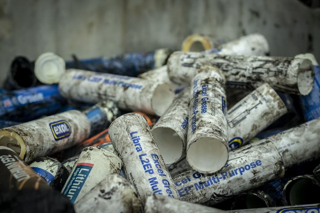 Mastic and resin cartridges collected for disposal