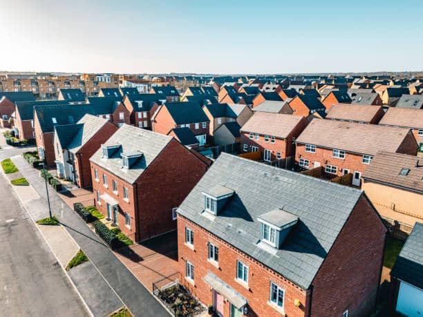 Aerial view of a residential housing estate