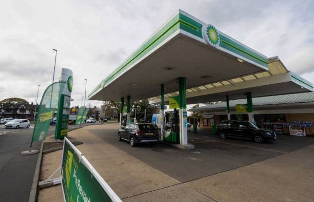 Fuel pumps on a petrol station forecourt