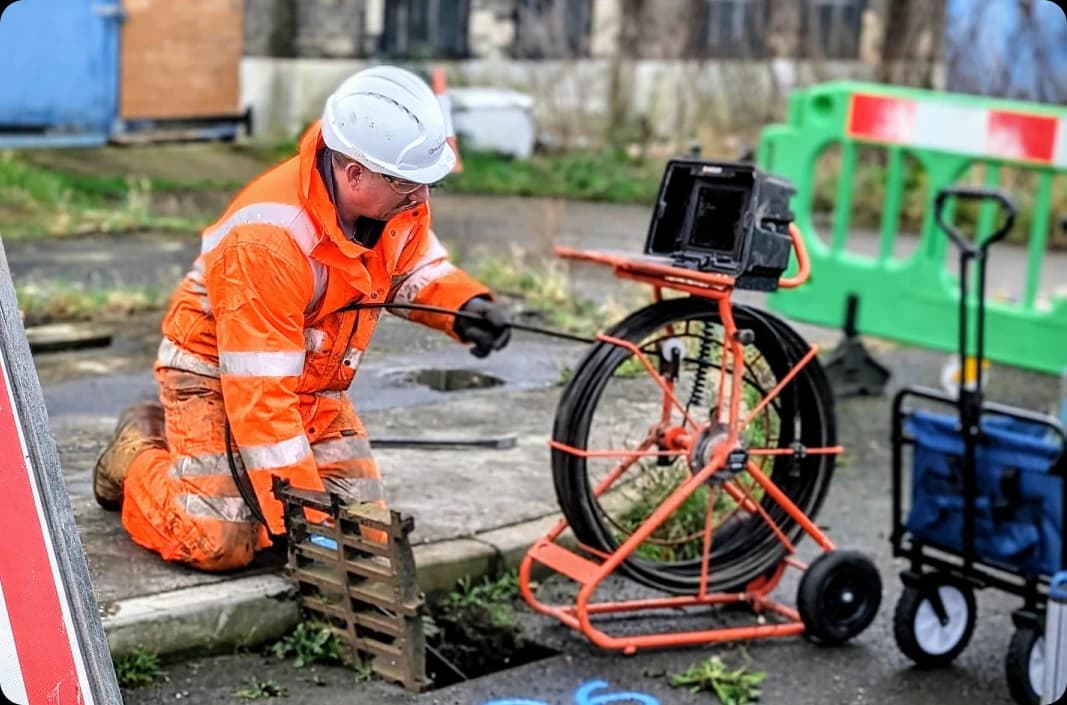 CCTV drain survey equipment being used to inspect a drain